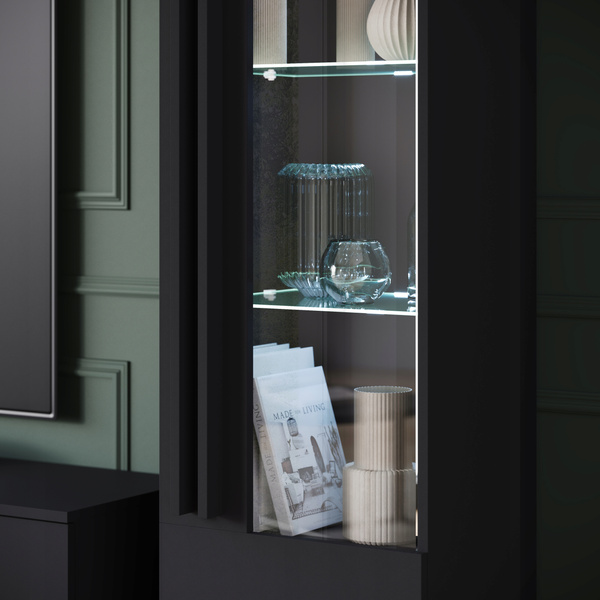 Meblościanka HELSINKI II Zestaw mebli, salon, Czarny Grafit