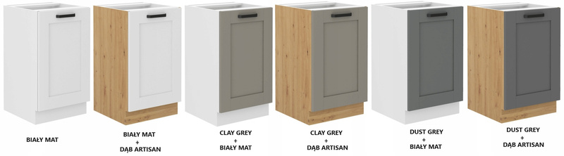 Szafka kuchenna dolna LUNA 50 D ZL 1F BB CLAY GREY / DĄB ARTISAN