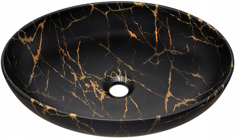 Umywalka nablatowa MONA 52cm Czarny Mat / Złoty