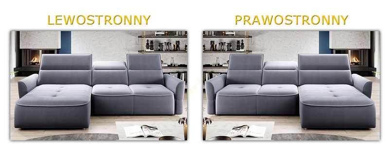 Narożnik z funkcją spania MURILLO S 260cm, Elektryczny wysuw siedziska, Zagłówki