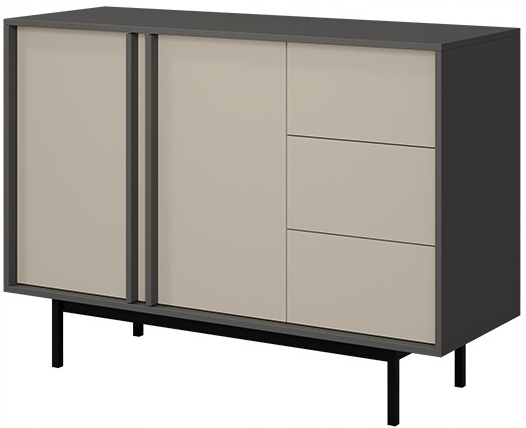 Komoda ALSY 7 123cm, Meble Pokojowe ALSY Antracyt / Beż Jasny