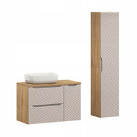 Meble łazienkowe OCEAN BEIGE 90-2, Umywalka nablatowa, Dąb/Beż, 2 KOLORY