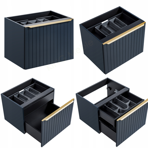 Meble łazienkowe SANTA FE DEEP BLUE 60-2, Umywalka, Lustro LED, INDIGO