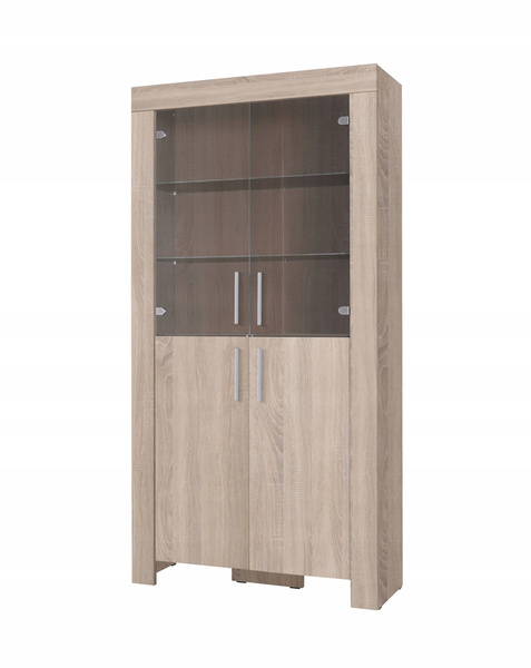 Witryna CEZAR 3, Witryna 100cm, Meble do Salonu CEZAR, LED, Biały