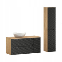 Meble łazienkowe OCEAN BLACK 120, Umywalka nablatowa, Dąb/Czarny, 2 KOLORY