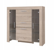 Witryna CEZAR 7, Witryna 130cm, Meble do Salonu CEZAR, LED, Dąb Sonoma