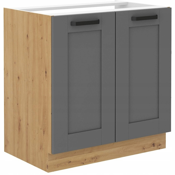 Szafka kuchenna dolna LUNA 80 D 2F BB DUST GREY / DĄB ARTISAN