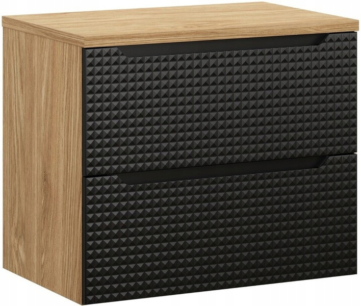 Zestaw meblowy 70cm z blatem, Meble łazienkowe LUXOR Dąb Olejowany / Czarny