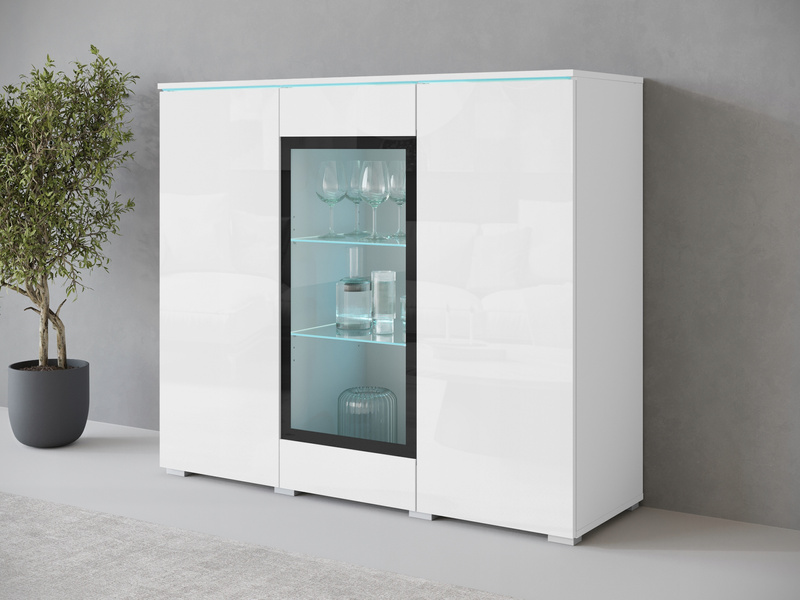 Witryna VERA HIGHBOARD 120 Matera / Biały Połysk