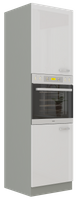 Szafka kuchenna wysoka, słupek pod zabudowę piekarnika 60 DP-210 2F BB BIAŁY POŁYSK, SZARY PLATYNOWY, Meble Kuchenne BIANCA