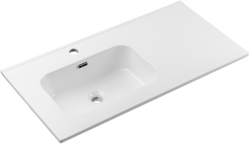 Umywalka meblowa jednokomorowa GO 100cm z blatem ceramicznym Biały Połysk