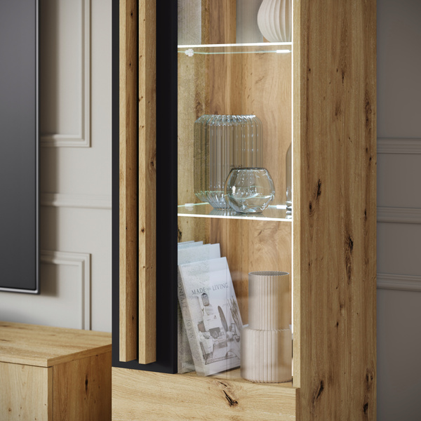 Meblościanka HELSINKI II Zestaw mebli, salon, Dąb Artisan / Czarny Grafit