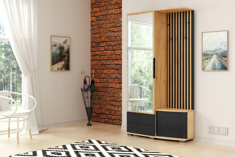 Garderoba SORENTO lustro, lamele 100cm PRAWA