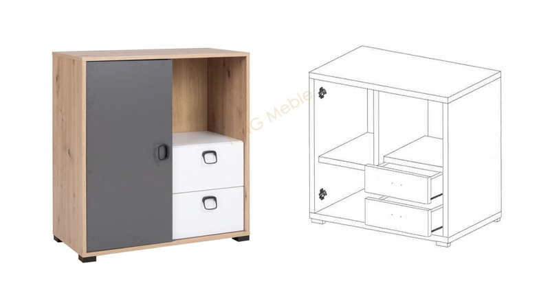 Komoda KEVIN 80cm z szufladami, Komoda 7, Meble Młodzieżowe KEVIN