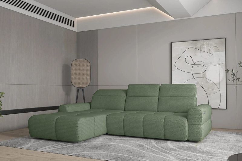 Narożnik z funkcją spania MATEO S 273 cm, Elektryczny wysuw siedziska, Pojemnik, Zagłówki