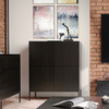 Komoda wysoka INDUST 120cm, drzwiczki, metalowe nogi CZARNY