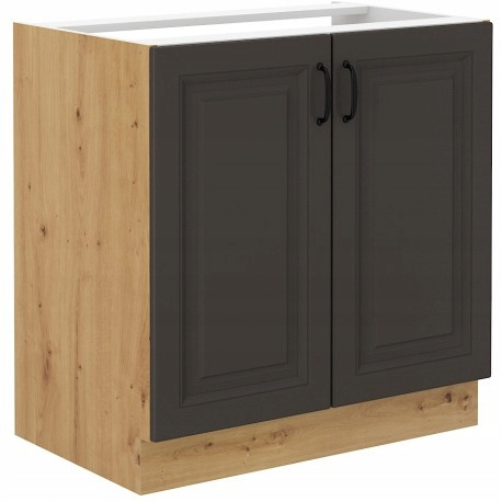 Szafka kuchenna dolna STILO 80 ZL 2F BB GRAFIT MAT/DĄB ARTISAN