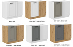 Szafka kuchenna dolna narożna LUNA 105 DN 1F BB DUST GREY / BIAŁY MAT