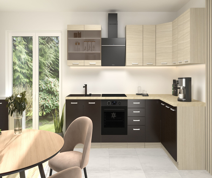 Szafka kuchenna dolna pod zlew 80 ZL 2F BB DĄB FERRARA, LEGNO CIEMNE, Meble Kuchenne CHAMONIX