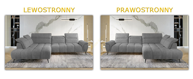 Narożnik MONTANA L 308 cm, Elektryczny wysuw siedziska, Zagłówki