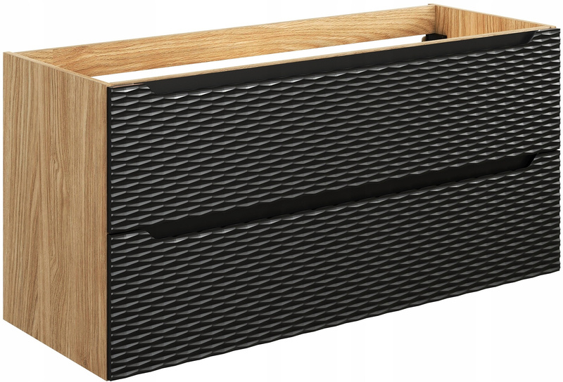 Szafka 120cm, szuflady, Meble łazienkowe OCEAN Czarny / Dąb Olejowany