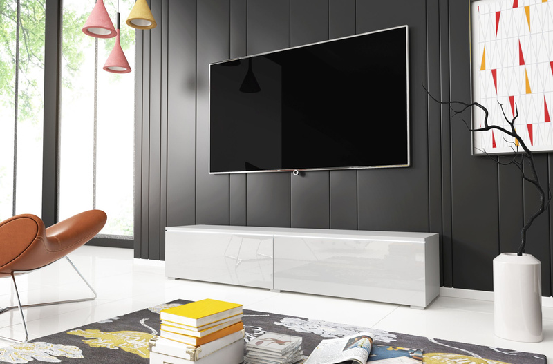 Szafka RTV Lowboard D 140cm BIAŁY / BIAŁY POŁYSK