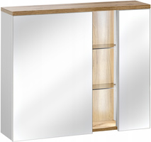 Szafka z lustrem 80cm, 2 drzwi, Meble BAHAMA BIAŁY / DĄB WOTAN