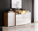 Komoda URBAN 150 Dąb Wotan + Biały / Dąb Wotan + Biały Połysk