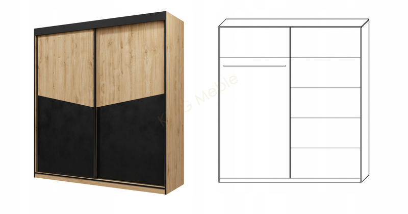 Meble do sypialni, Zestaw mebli ASTON, Dąb Odwieczny / Czarny