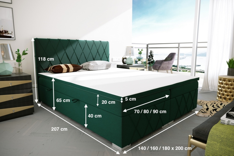 Łóżko Tapicerowane Kontynentalne ROYAL 80x200 cm, Łóżko Dziecięce