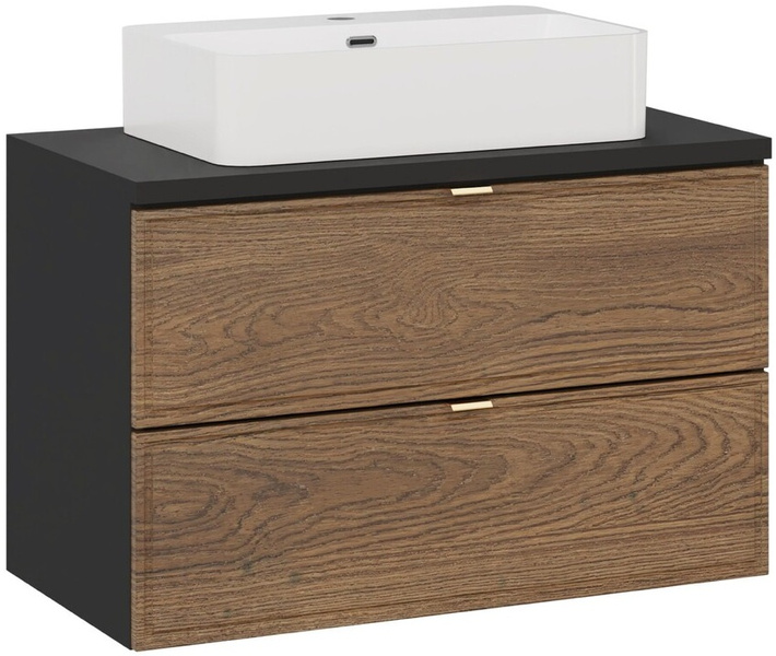 Zestaw mebli 80cm blat, umywalka, Meble łazienkowe TALIA Dąb Casella/Czarny