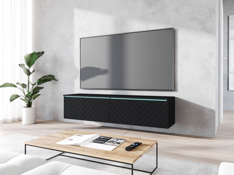 Szafka RTV Lowboard D 140cm CZARNY GRAFIT / JODEŁKA MDF
