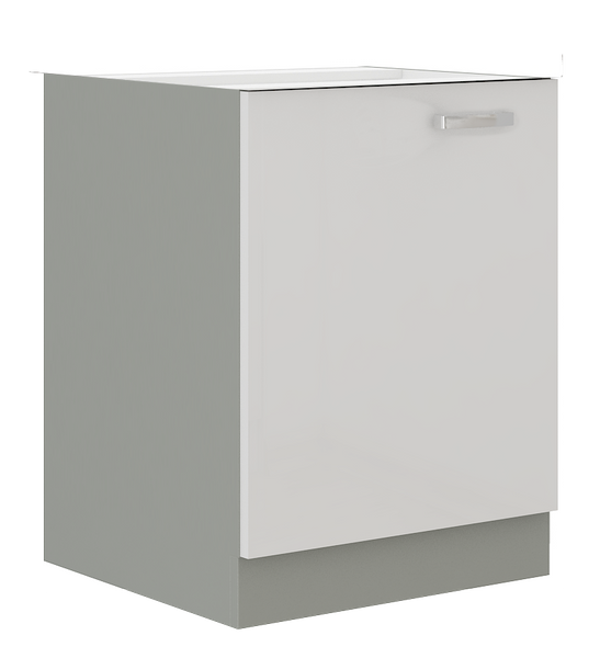 Szafka kuchenna dolna 60 D 1F BB BIAŁY POŁYSK, SZARY PLATYNOWY, Meble Kuchenne BIANCA