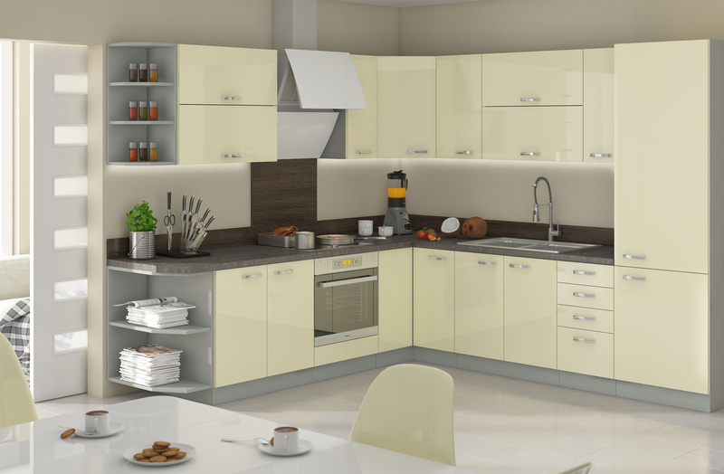 Front do zmywarki KARMEN ZM 570 x 596 KREM POŁYSK / SZARY PLATYNOWY