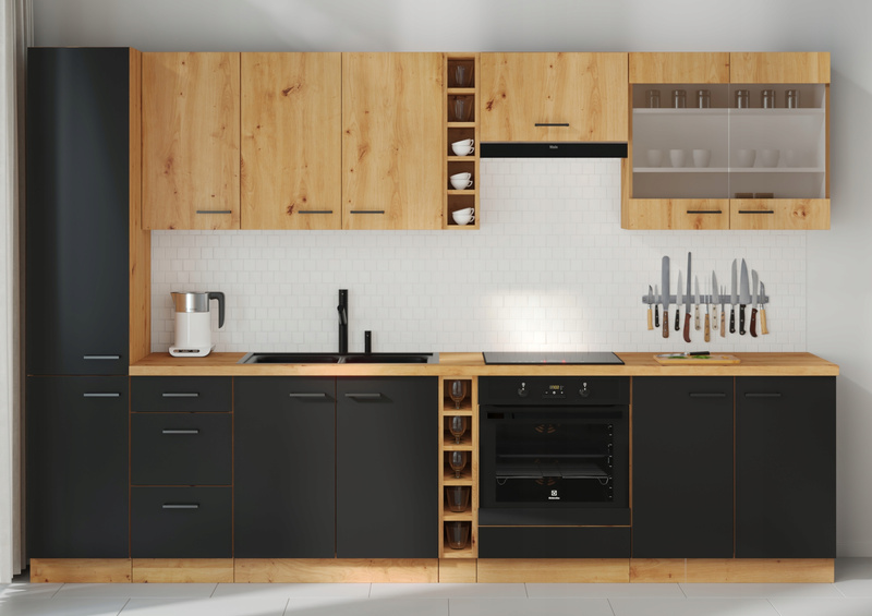 Szafka kuchenna MODENA 60 DPM-210 2F CZARNY MAT/DĄB ARTISAN