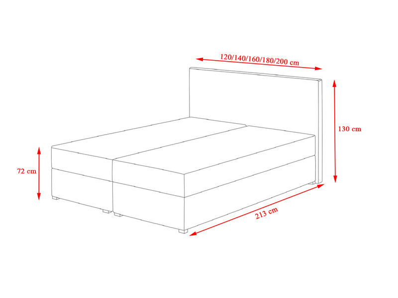Łóżko Tapicerowane Kontynentalne ASTI 160x200 cm, Sprężyny, Pojemniki, Rozmiary