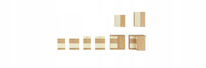 Szafka kuchenna górna ARTISAN 60x60 GN-90 (45°) 1F KREM POŁYSK/DĄB ARTISAN