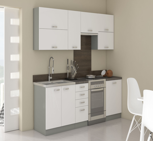 Szafka kuchenna dolna BIANCA 90x90 DN 2F BB BIAŁY POŁYSK/SZARY PLATYNOWY