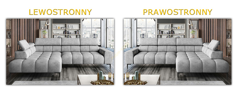 Narożnik PLAZA L 300 cm, Elektryczna regulacja siedziska, Zagłówki