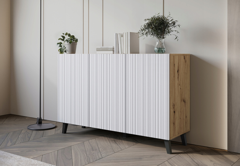 Szafka RTV PHUKET 190 Dąb Artisan / Białe Ryfle