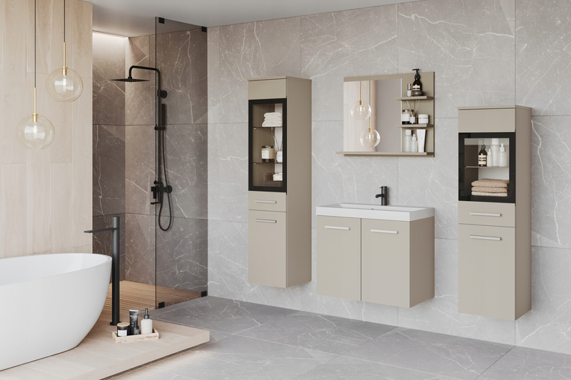 Meble łazienkowe MADRIT I, lustro, umywalka Kaszmirowy Beż