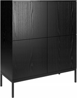 Komoda wysoka INDUST 120cm, drzwiczki, metalowe nogi CZARNY