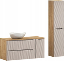 Meble łazienkowe OCEAN BEIGE 120, Umywalka nablatowa, Dąb/Beż, 2 KOLORY