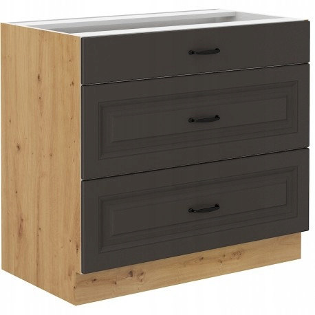 Szafka kuchenna dolna STILO 80 D 3S BB GRAFIT MAT/DĄB ARTISAN