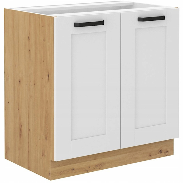 Szafka kuchenna dolna LUNA 80 D 2F BB BIAŁY MAT/DĄB ARTISAN
