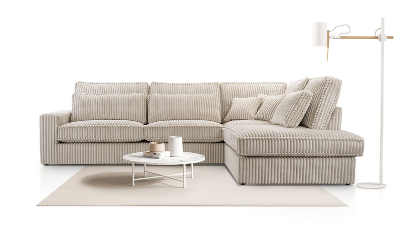 Duży Narożnik do salonu COBRA 314 cm, Rogówka, Ciepły SZTRUKS