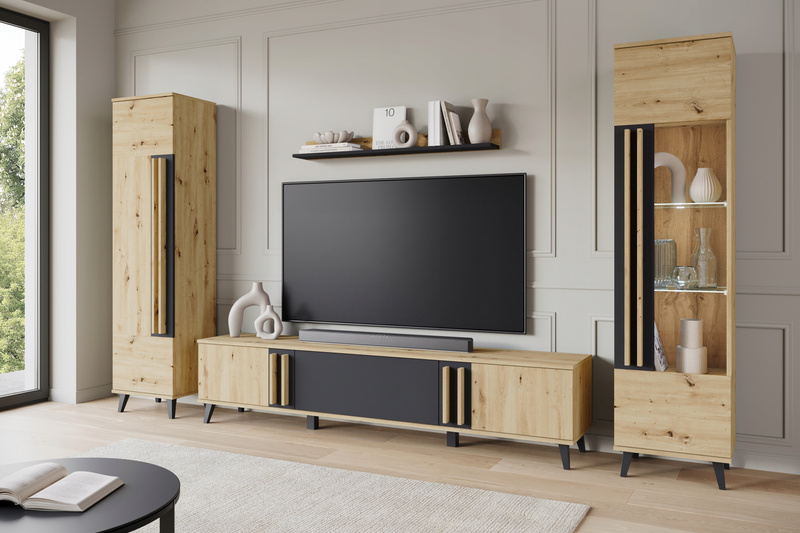 Meblościanka Zestaw mebli HELSINKI II salon Dąb Artisan / Czarny Grafit