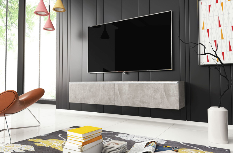 Szafka RTV Lowboard D 140cm DĄB WOTAN / BIAŁY POŁYSK