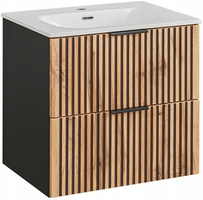 Zestaw mebli 60cm z umywalką, Meble łazienkowe XILO Dąb Wotan/Szary Kosmos