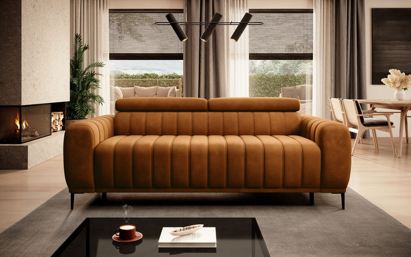 Sofa z funkcją spania GANDI C 227 cm, System włoski, Zagłówki